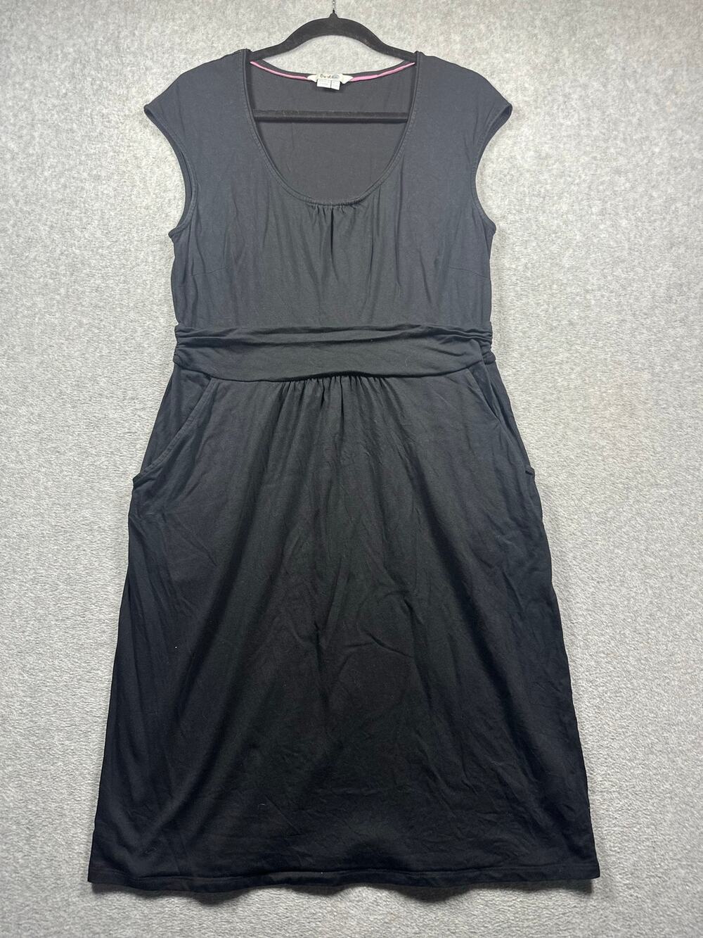 Boden Jersey Dress Women's Size 12L Black Sleeveless Scoop Neck Side Pockets